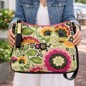 Spartina 449 Floral Canvas Crossbody Bag Daufuskie Island Coastal Boho Purse